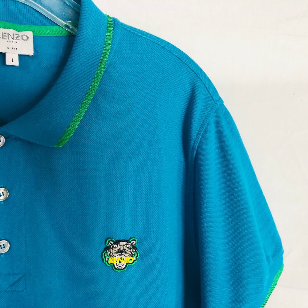 Kenzo Men's Size Large K Fit Blue Polo Shirt - Picture 4 of 4